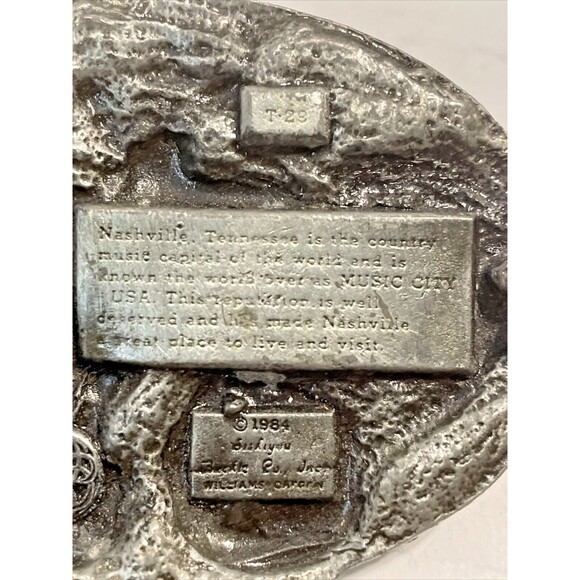 Vintage Belt Buckle Nashville Music City USA, Banjo Fiddle, by Siskiyou 1984 - Picture 3 of 5
